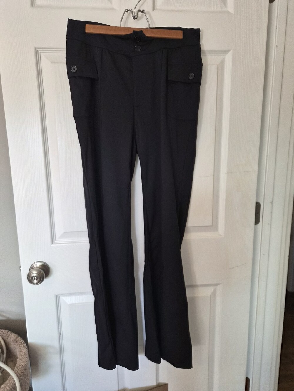 Women's High Waisted Side Flap Pocket Flare Casual Cargo Pants